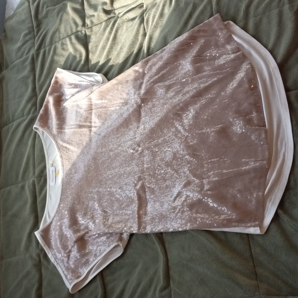 Calvin Klein Sequins short sleeved top, size Large - Picture 3 of 4